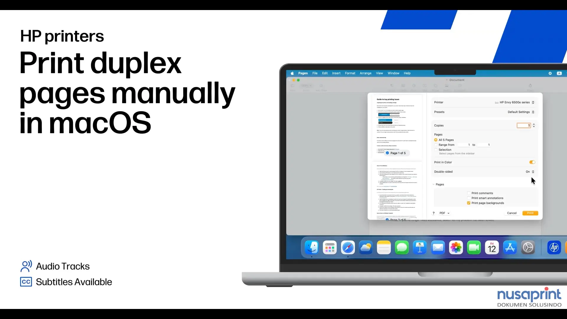 cetak duplex manual di MacOs